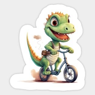 Baby dinosaur riding a bike Sticker